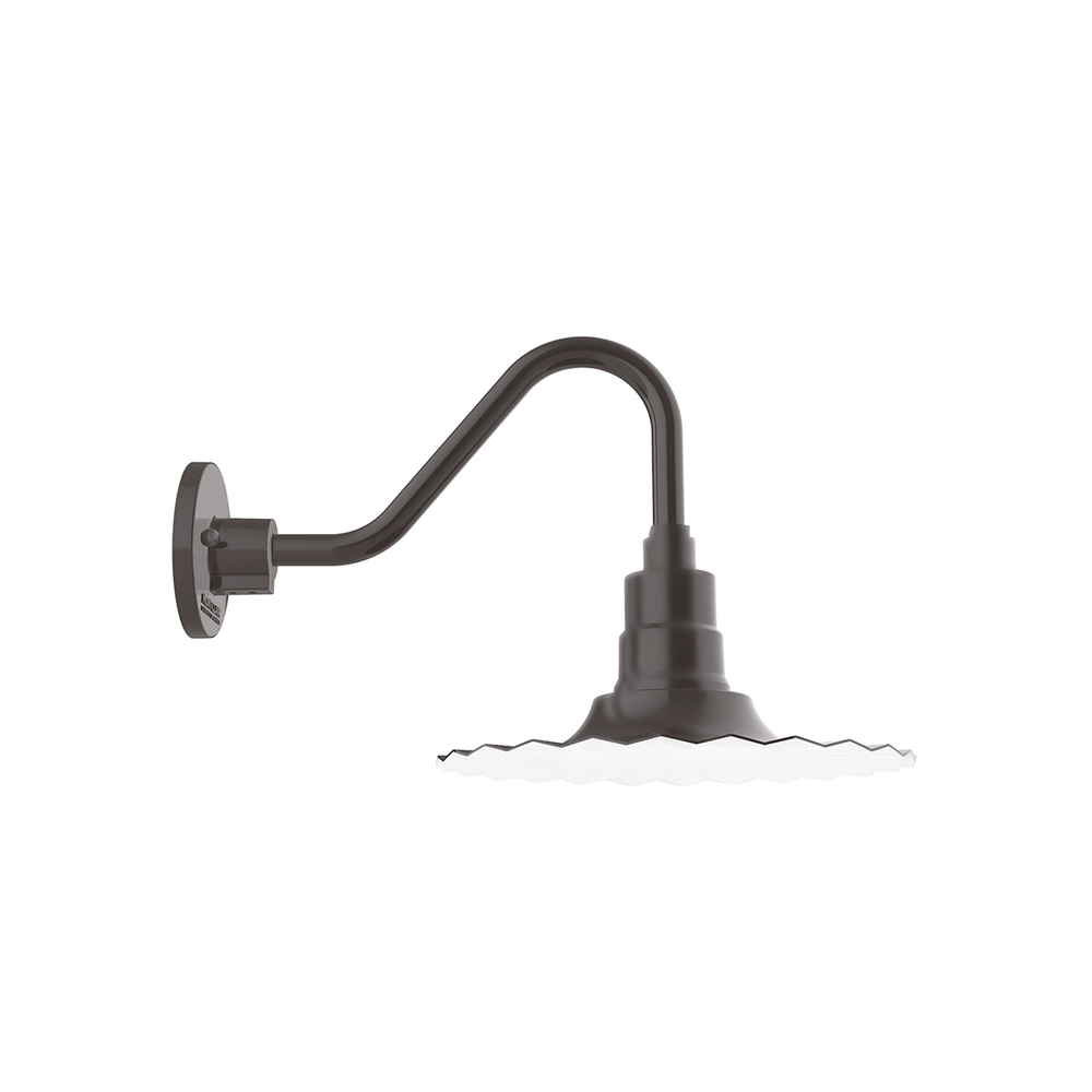 12" Radial shade, Gooseneck wall mount, Architectural Bronze