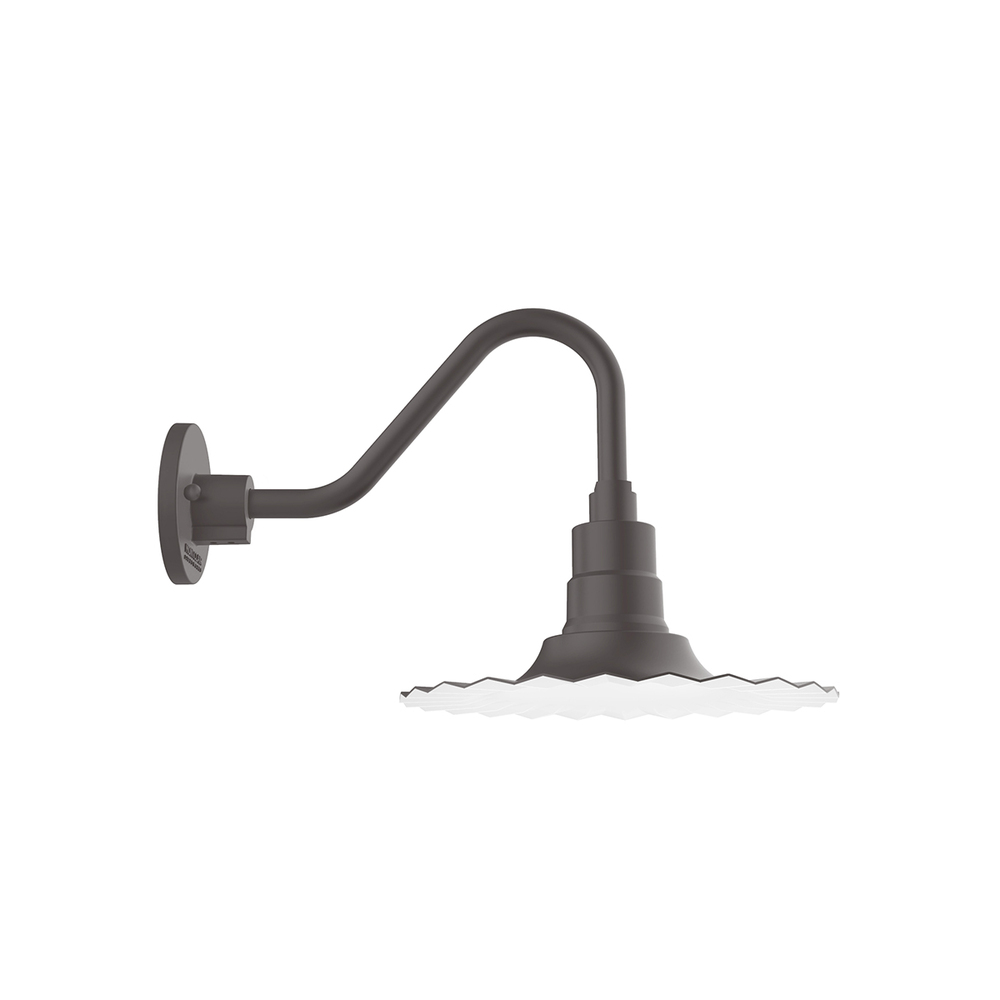 12" Radial shade, Gooseneck wall mount, Bronze Matte