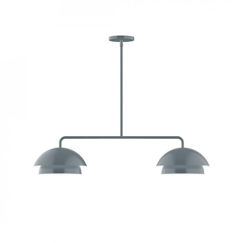 2-Light Axis LED Linear Pendant, Slate Gray
