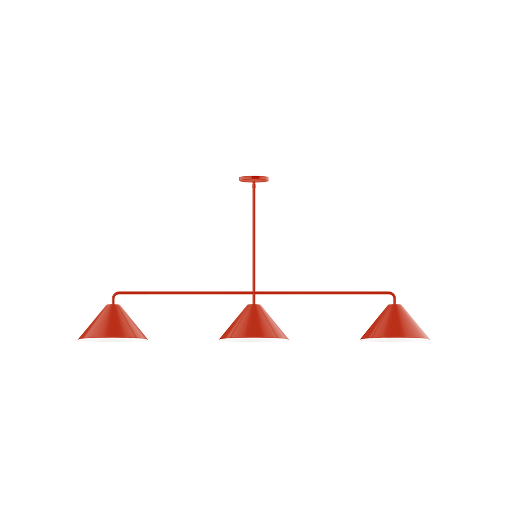 3-Light Pinnacle Linear Pendant, Vermillion
