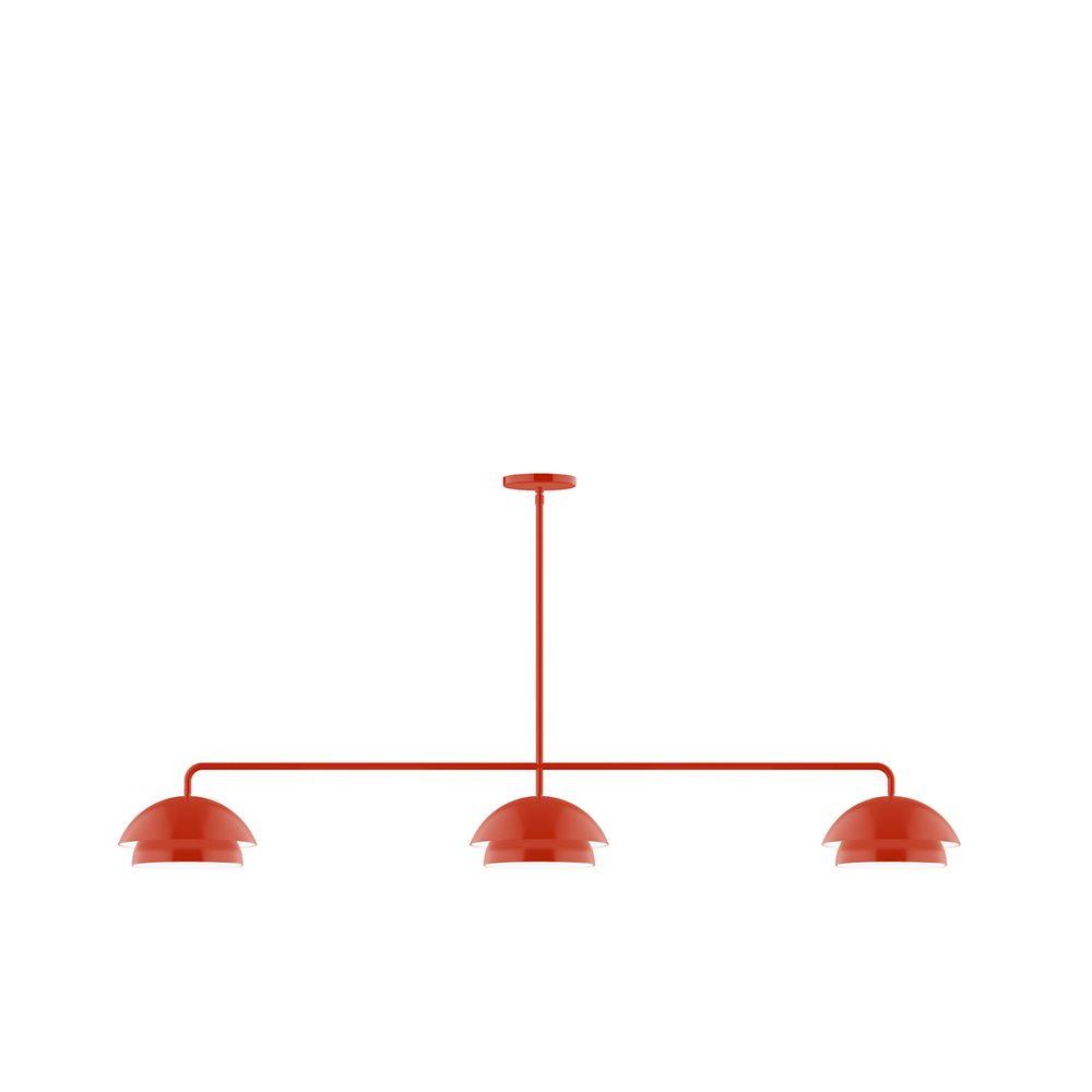 3-Light Axis LED Linear Pendant, Vermillion