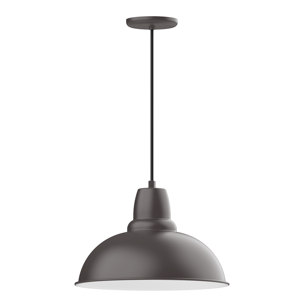 16" Cafe shade, pendant with black cord and canopy, Bronze Matte