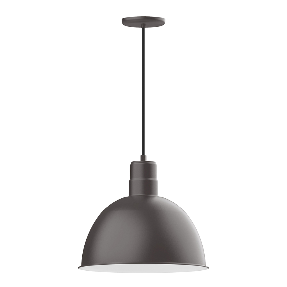 16" Deep Bowl shade, pendant with white cord and canopy, Bronze Matte