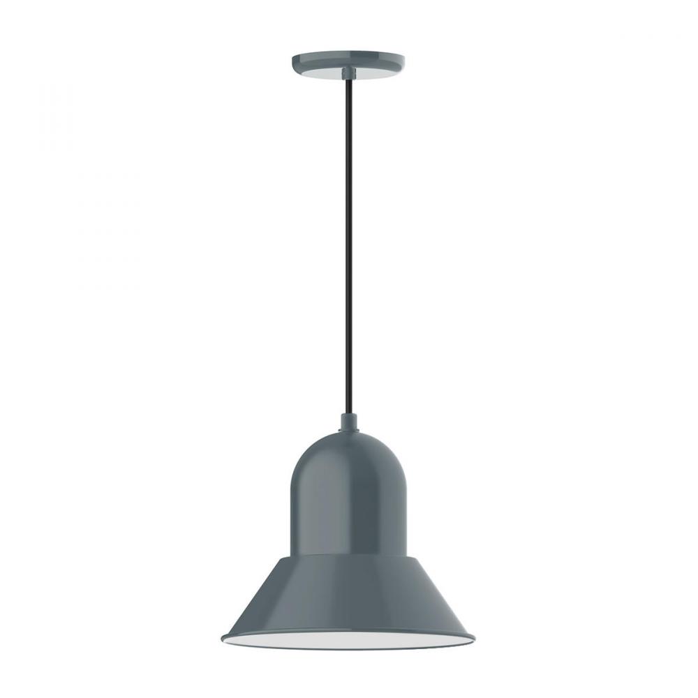 12" Prima shade, pendant with Gray and Yellow Dot Fabric Cord and canopy, Slate Gray