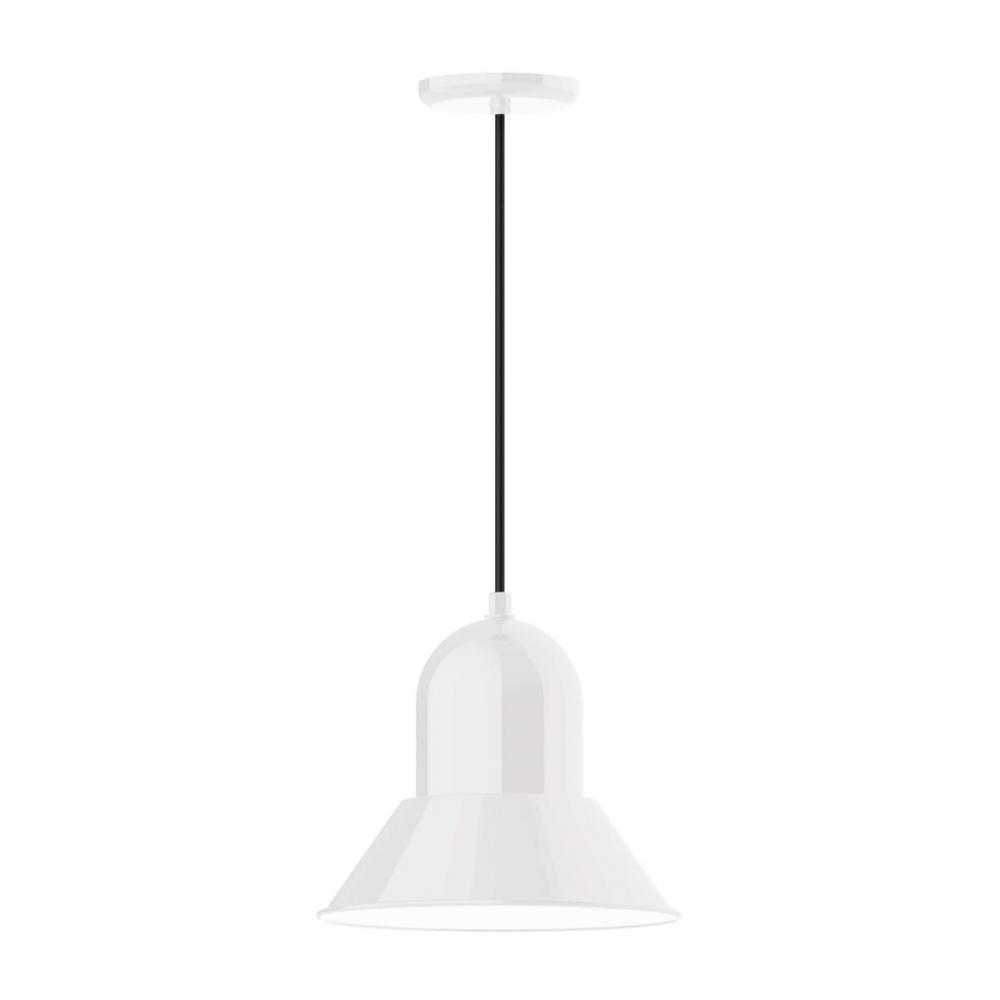 12" Prima shade, pendant with polished copper fabric cord and canopy, White