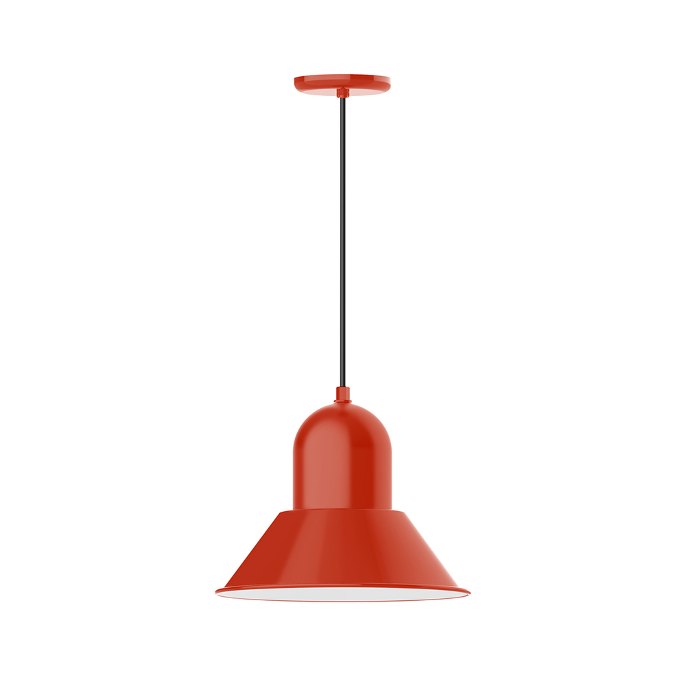14" Prima shade, pendant with white cord and canopy, Vermillion