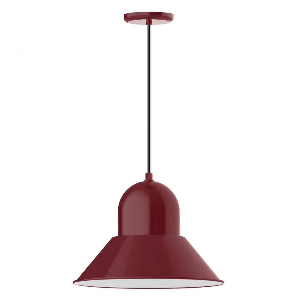 16" Prima shade, pendant with black cord and canopy, Barn Red