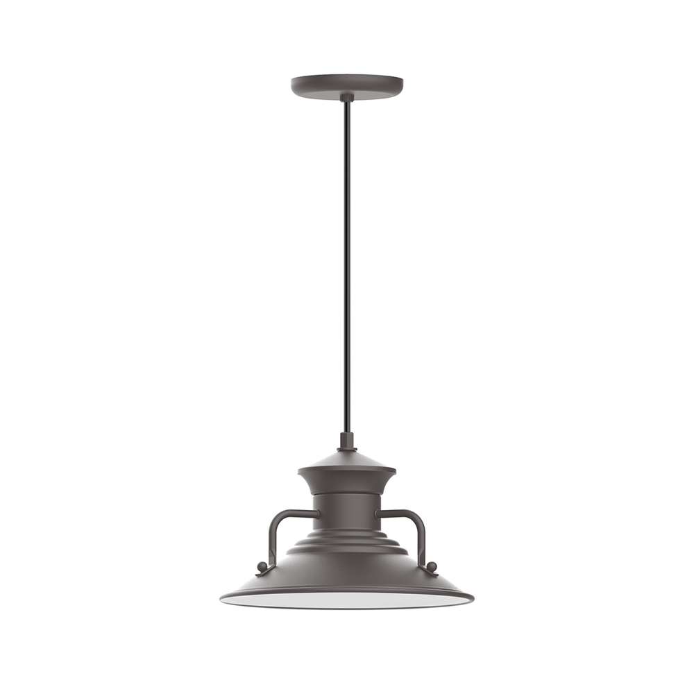 12" Homestead shade, pendant with white cord and canopy, Bronze Matte