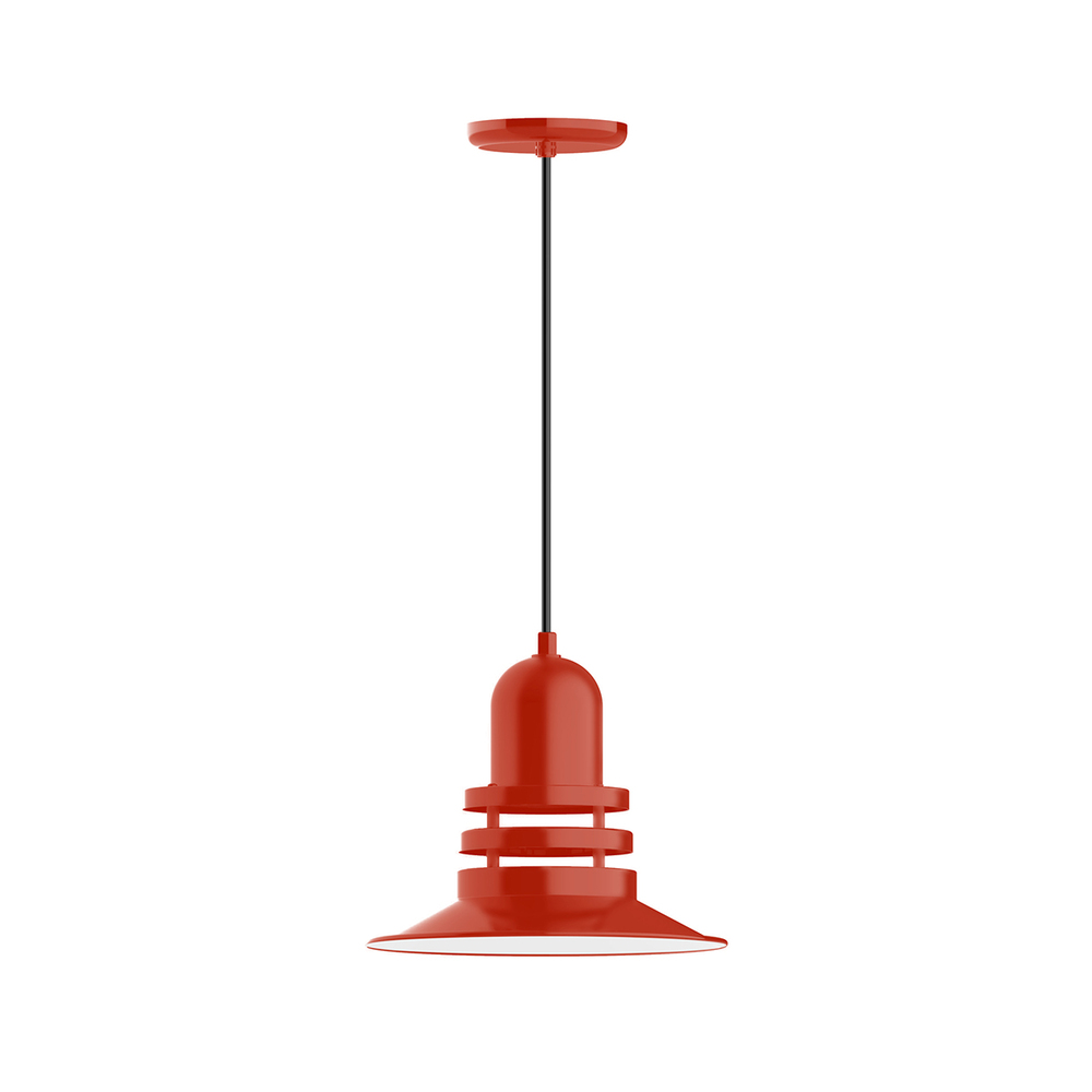 12" Atomic shade, pendant with black cord and canopy, Vermillion
