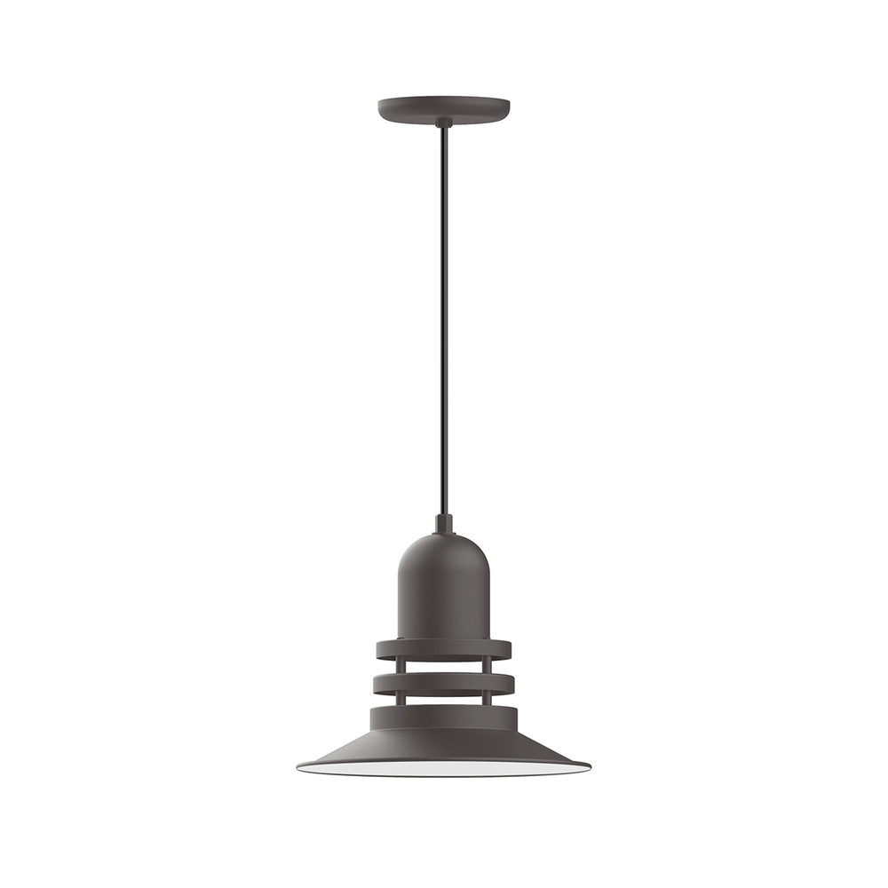12" Atomic shade, pendant with white cord and canopy, Bronze Matte