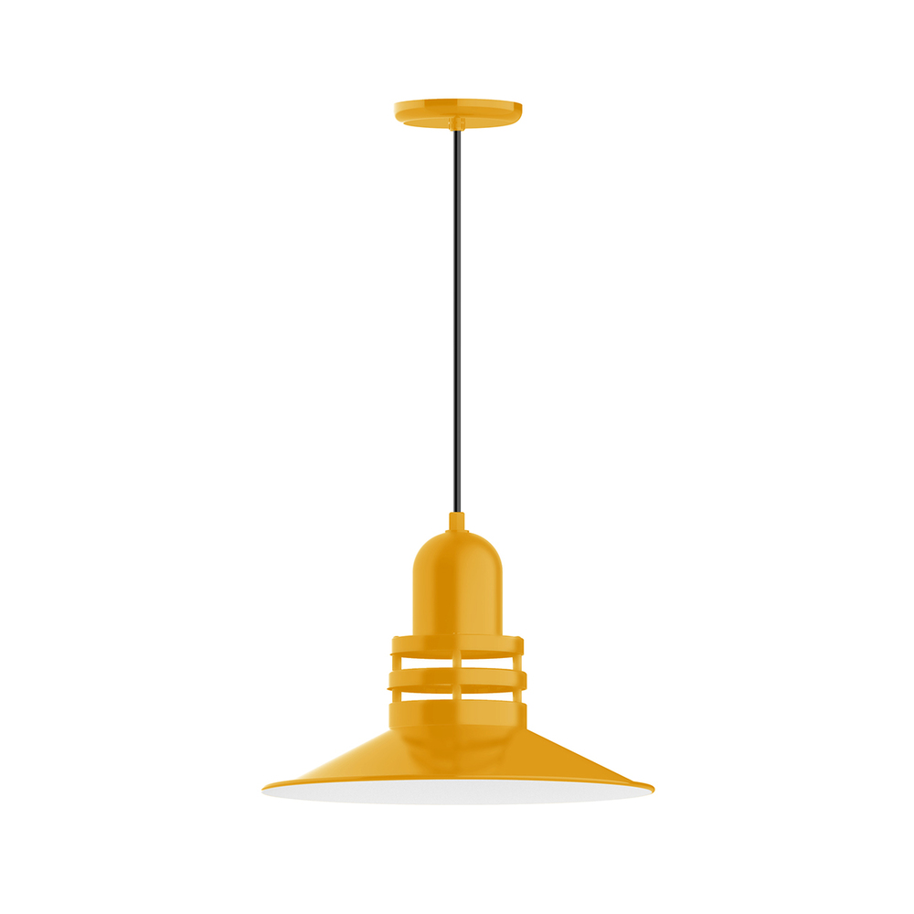 16" Atomic shade, pendant with white cord and canopy, Bright Yellow