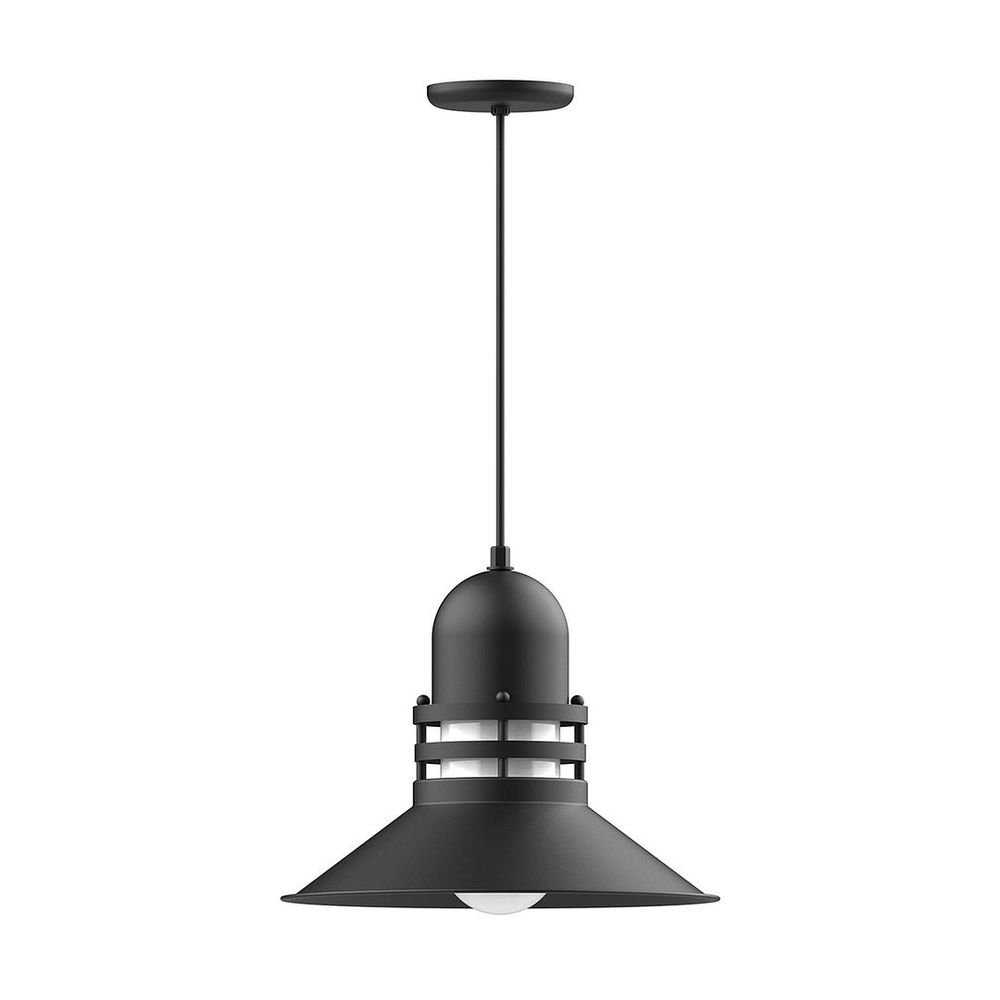 16" Atomic shade, pendant with Gray and Yellow Dot Fabric Cord and canopy, Black