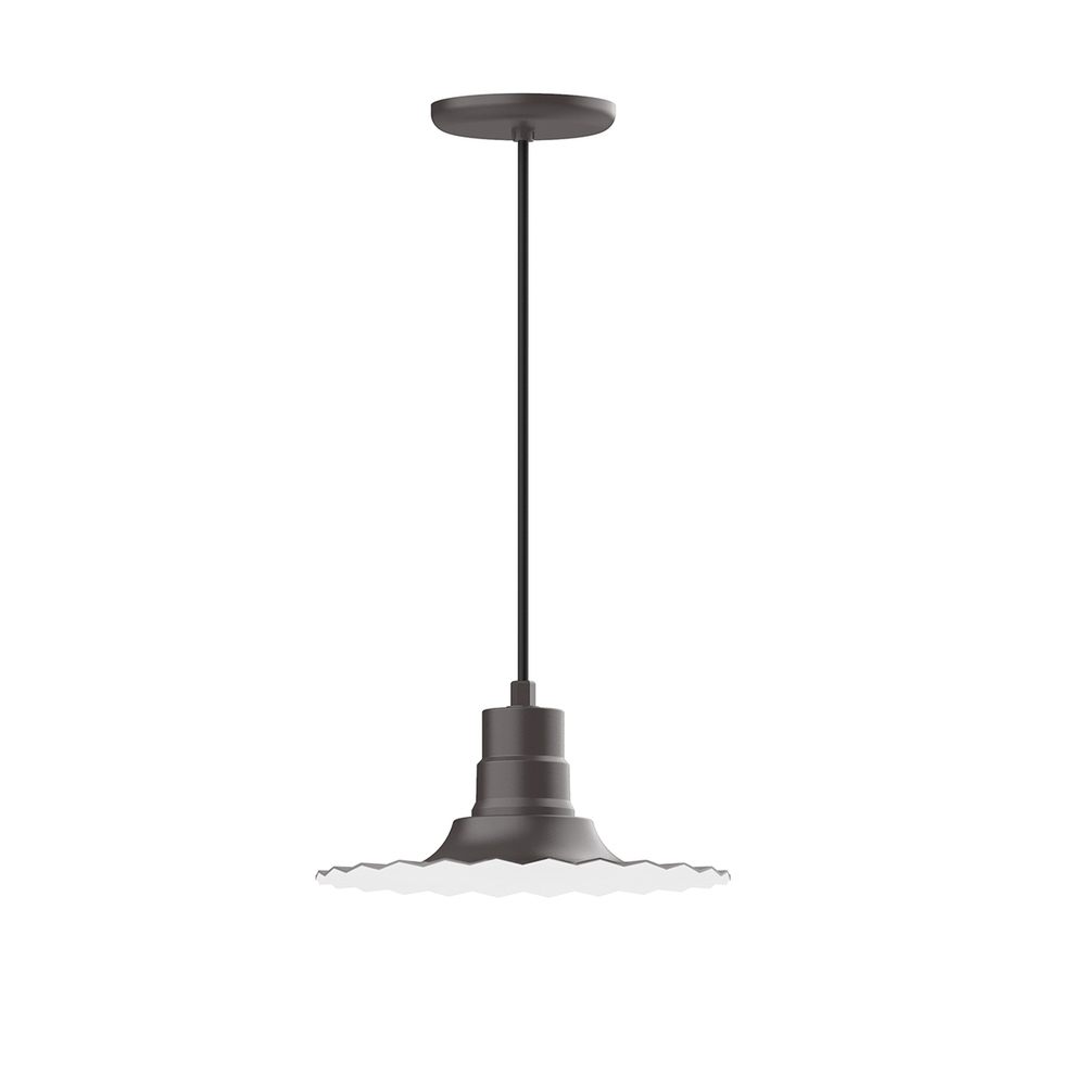 12" Radial shade, pendant with black cord and canopy, Bronze Matte