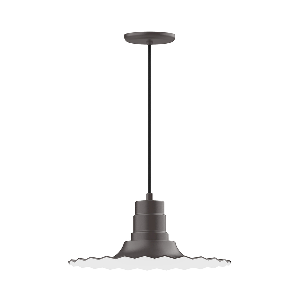 16" Radial shade, pendant with white cord and canopy, Bronze Matte