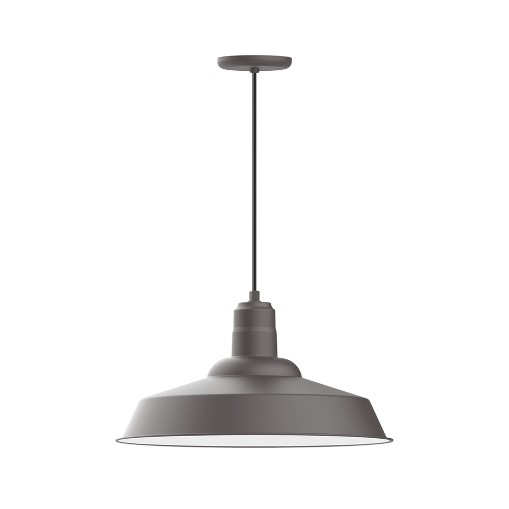 20" Warehouse shade, pendant with black cord and canopy, Bronze Matte