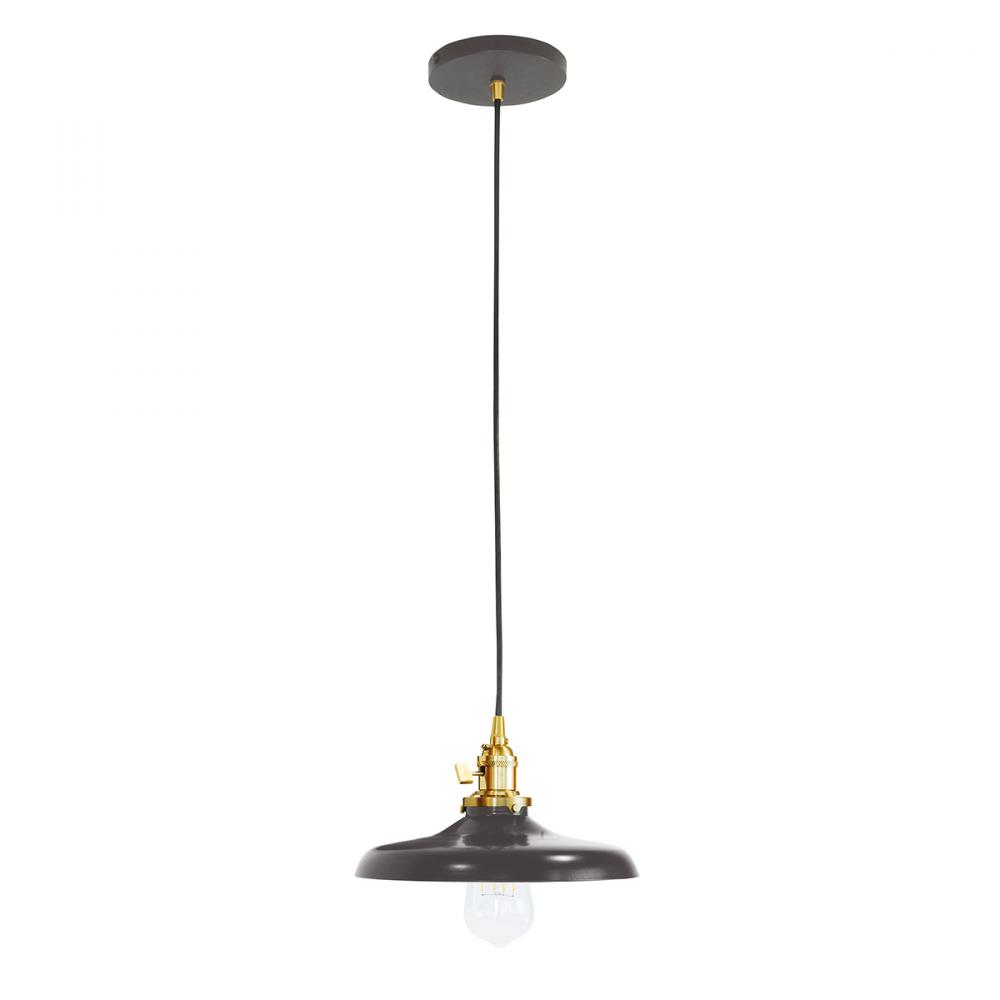 Uno 10" Pendant,  Architectural Bronze with Brushed Brass hardware