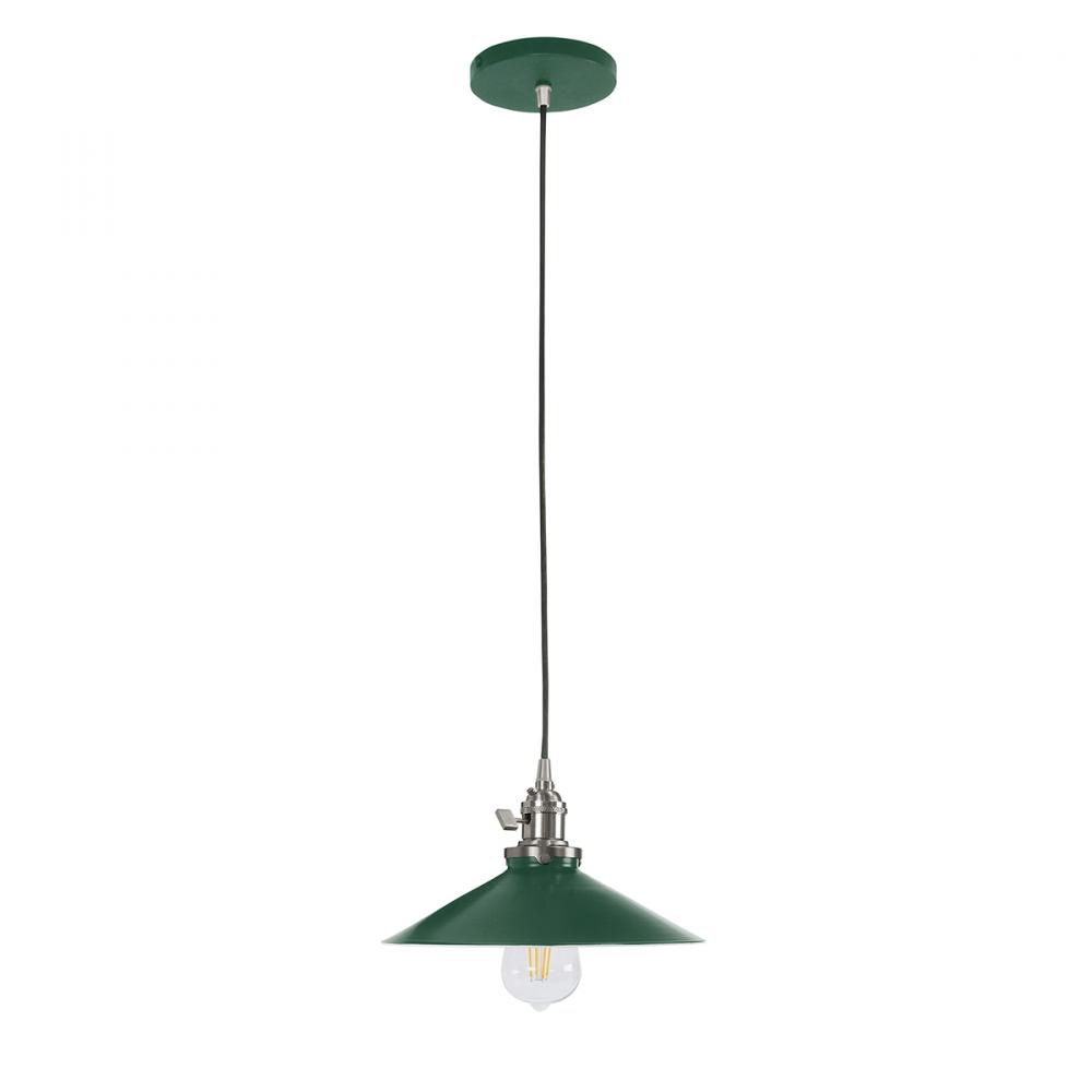 Uno 10" Pendant,  Forest Green with Brushed Nickel hardware