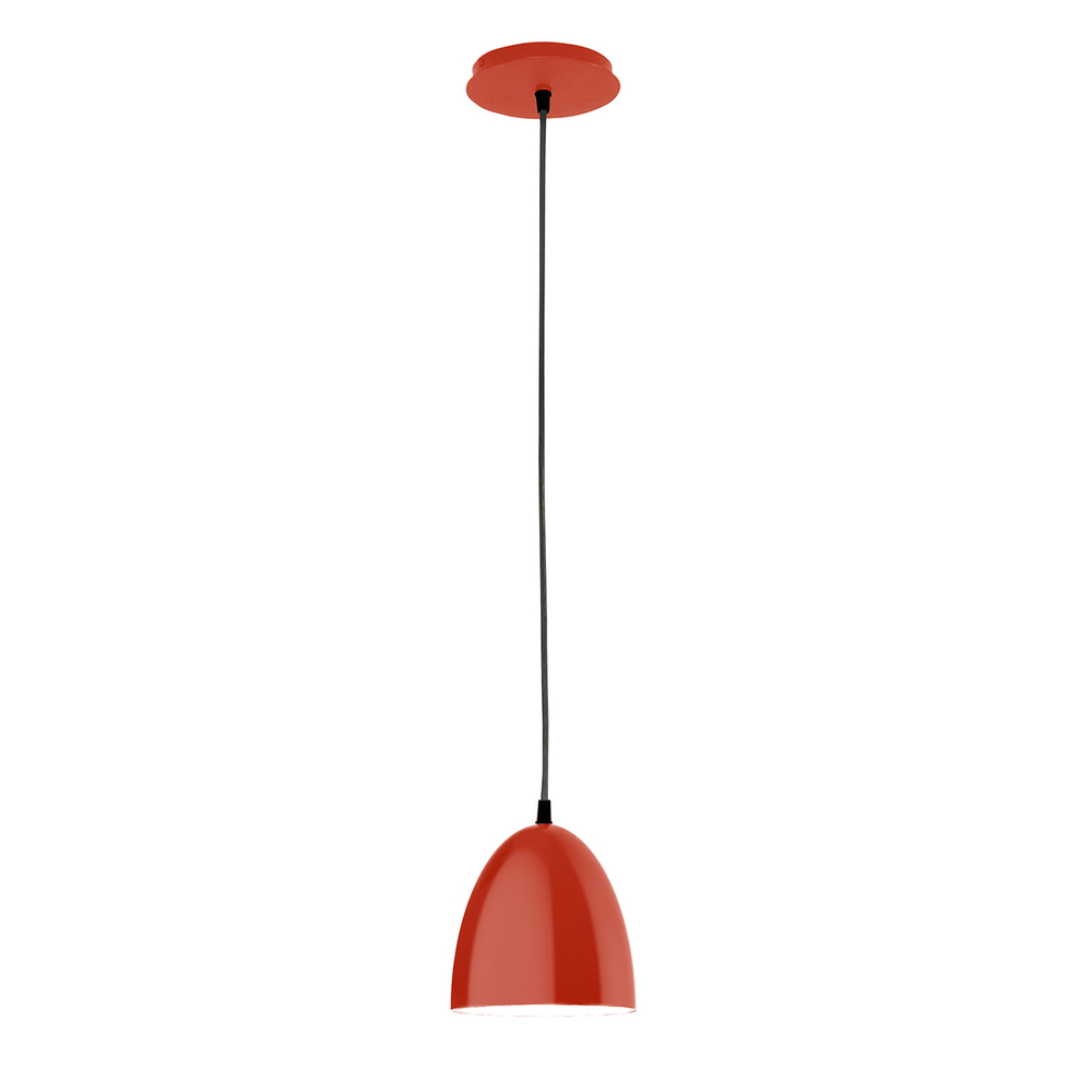 6" Jill shade, white cord with canopy, Vermillion
