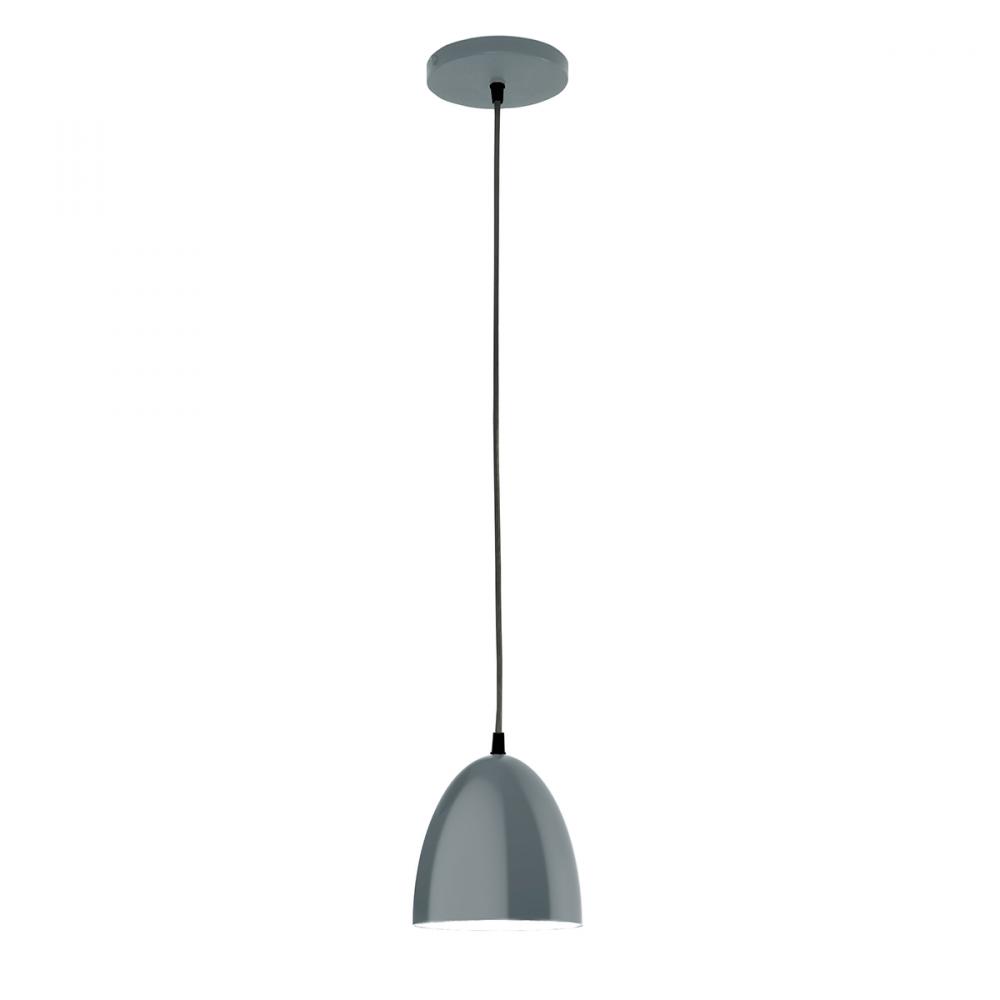 6" Jill shade, white cord with canopy, Slate Gray