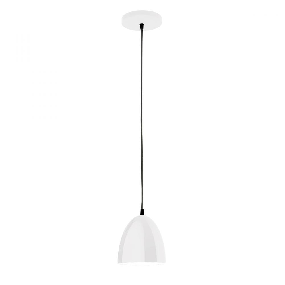 6" Jill shade, black cord with canopy, White