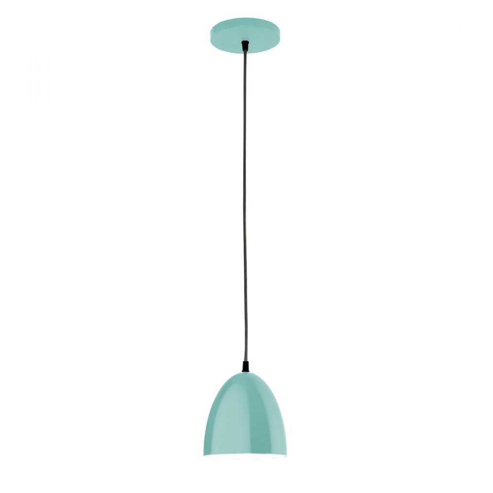 6" Jill shade, white cord with canopy, Sea Green