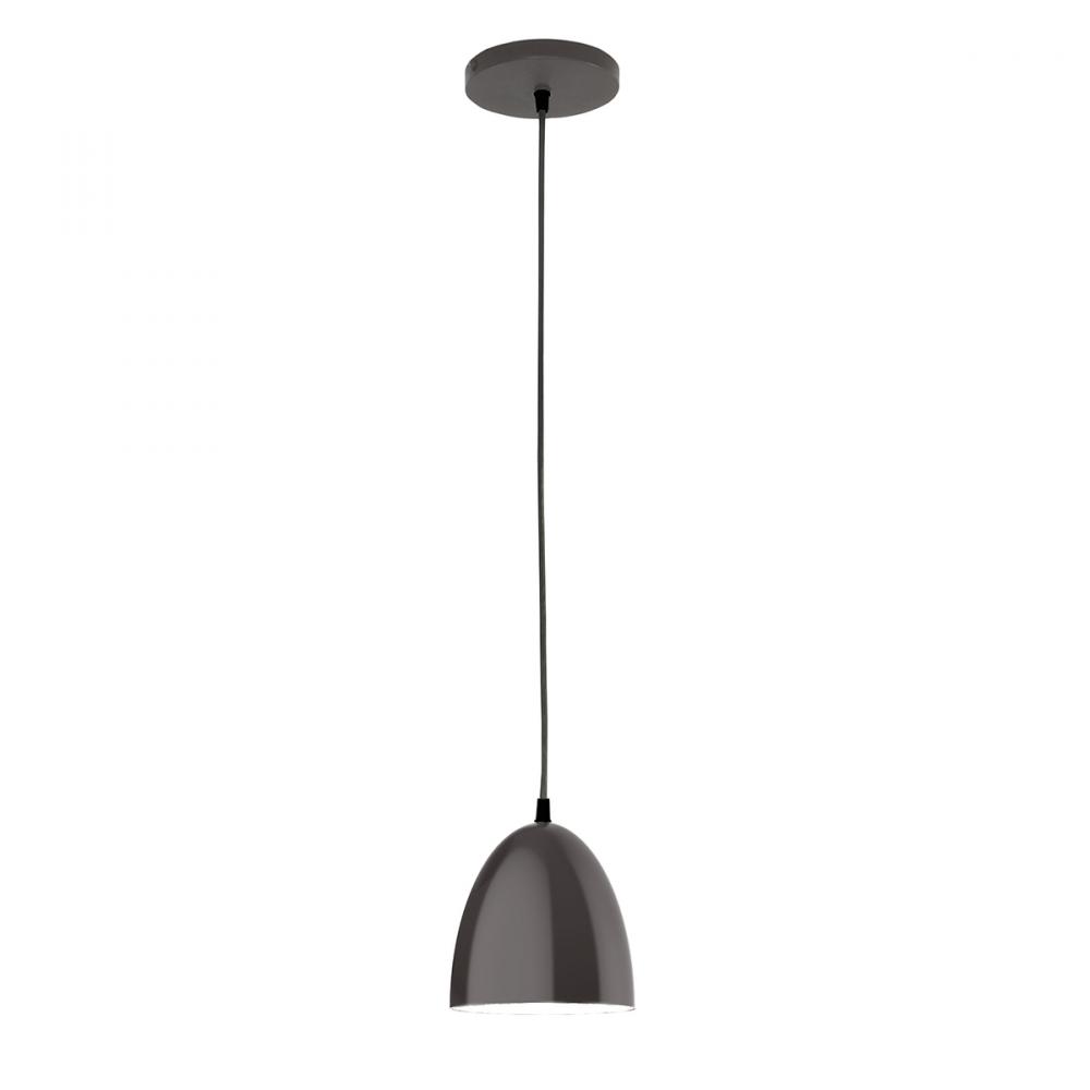 6" Jill shade, white cord with canopy, Architectural Bronze