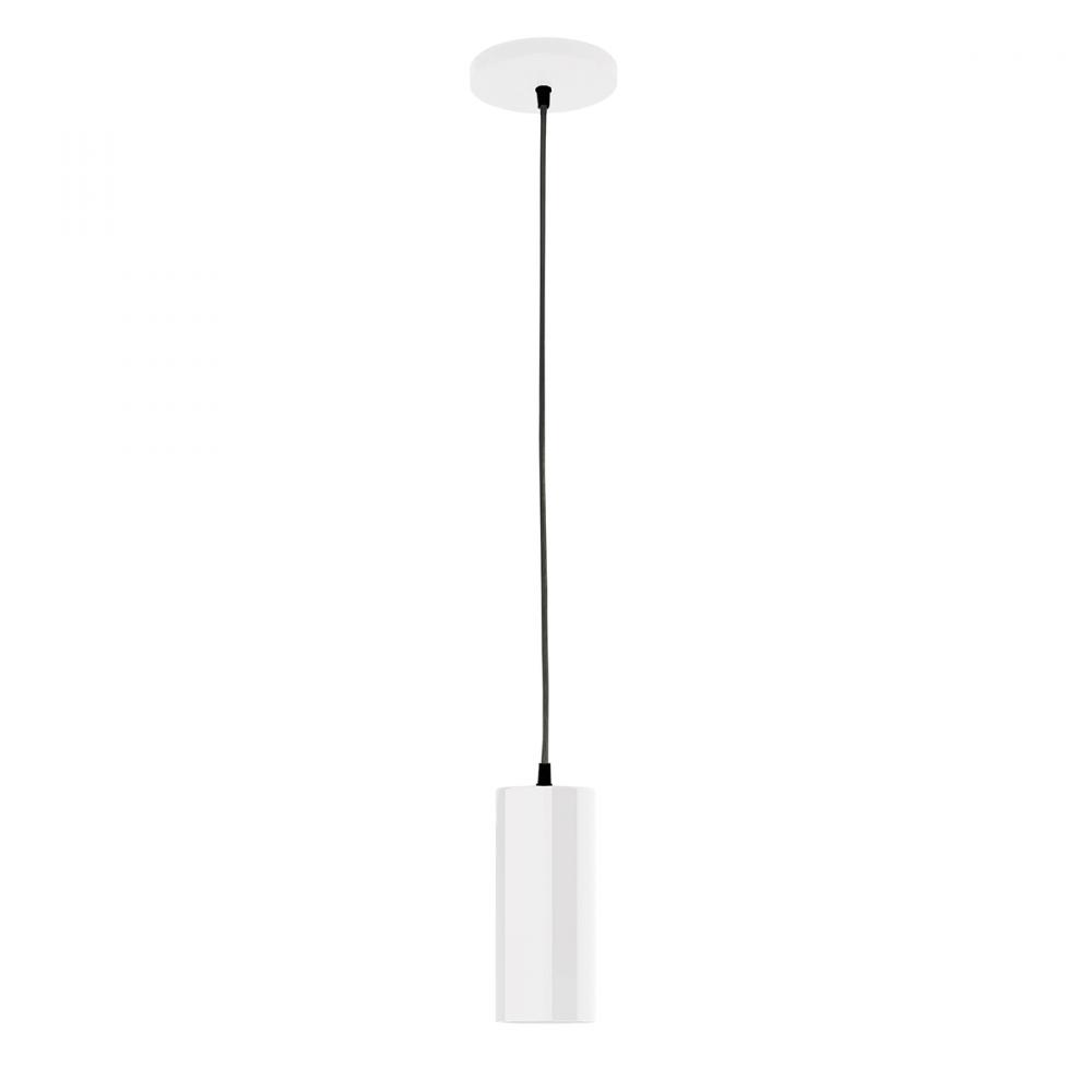 3.5" Jordan shade, black cord with canopy, White