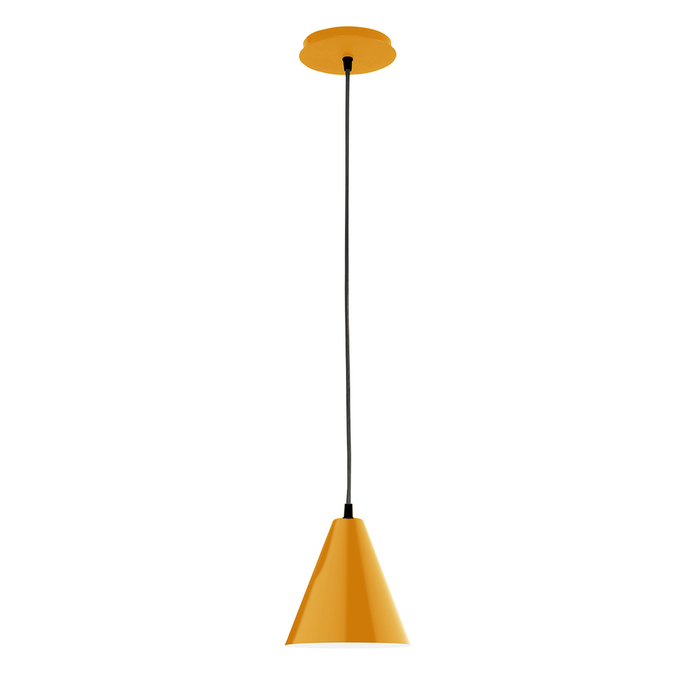 8" Jynx shade, white cord with canopy, Bright Yellow