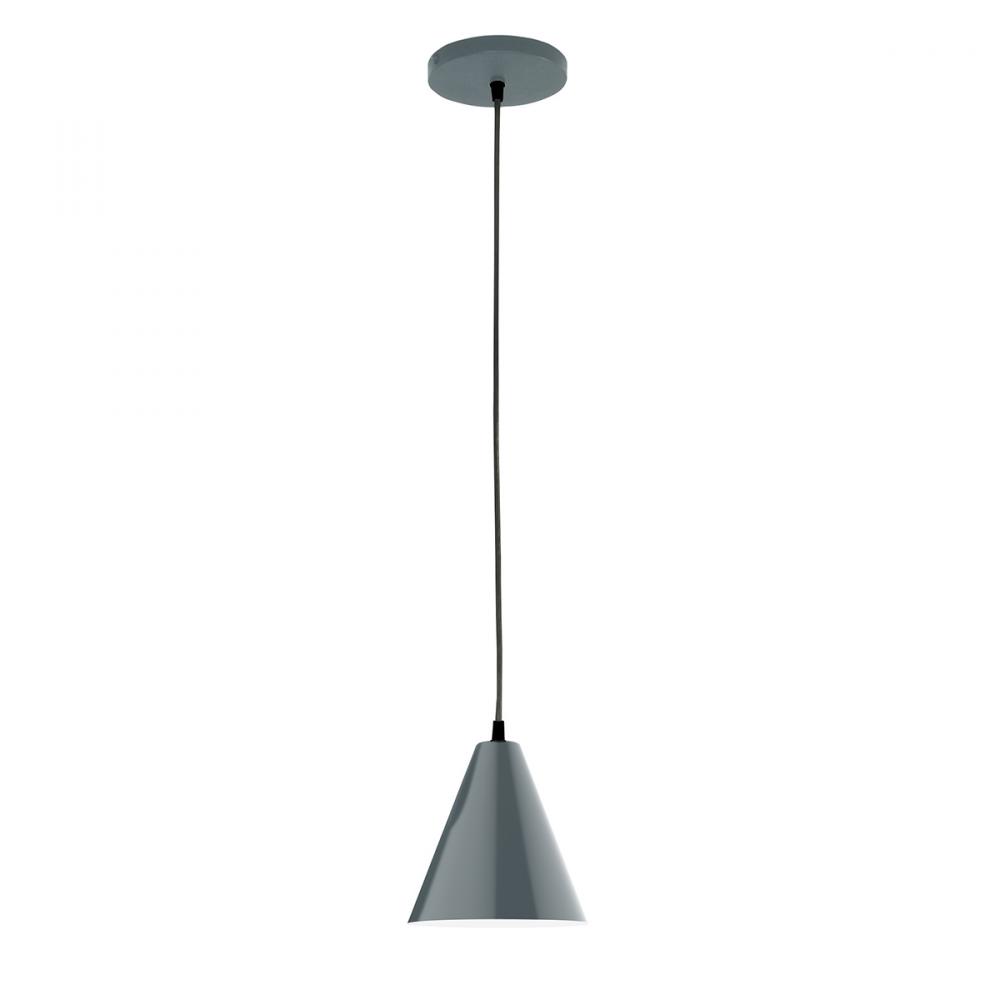 8" Jynx shade, black cord with canopy, Slate Gray