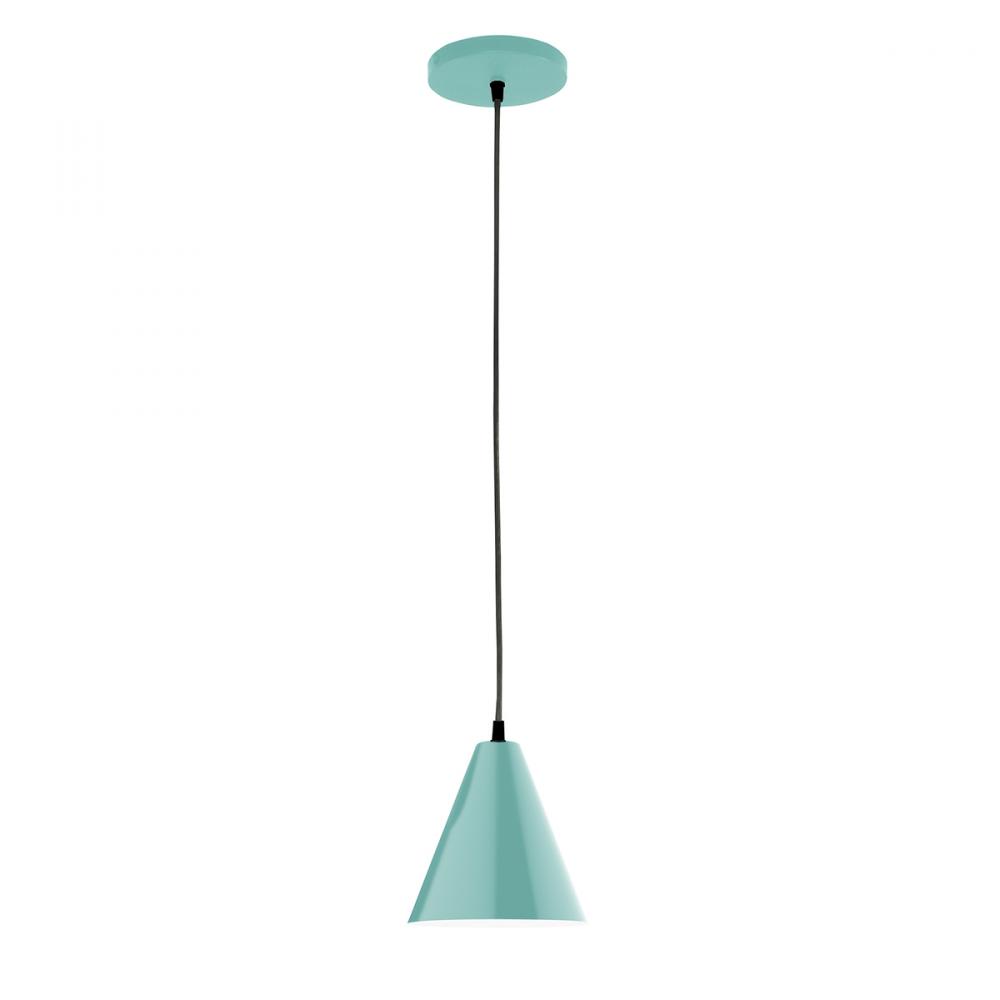8" Jynx shade, white cord with canopy, Sea Green