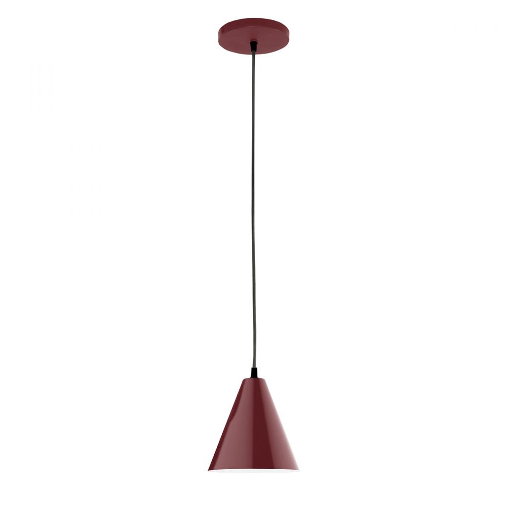8" Jynx shade, white cord with canopy, Barn Red