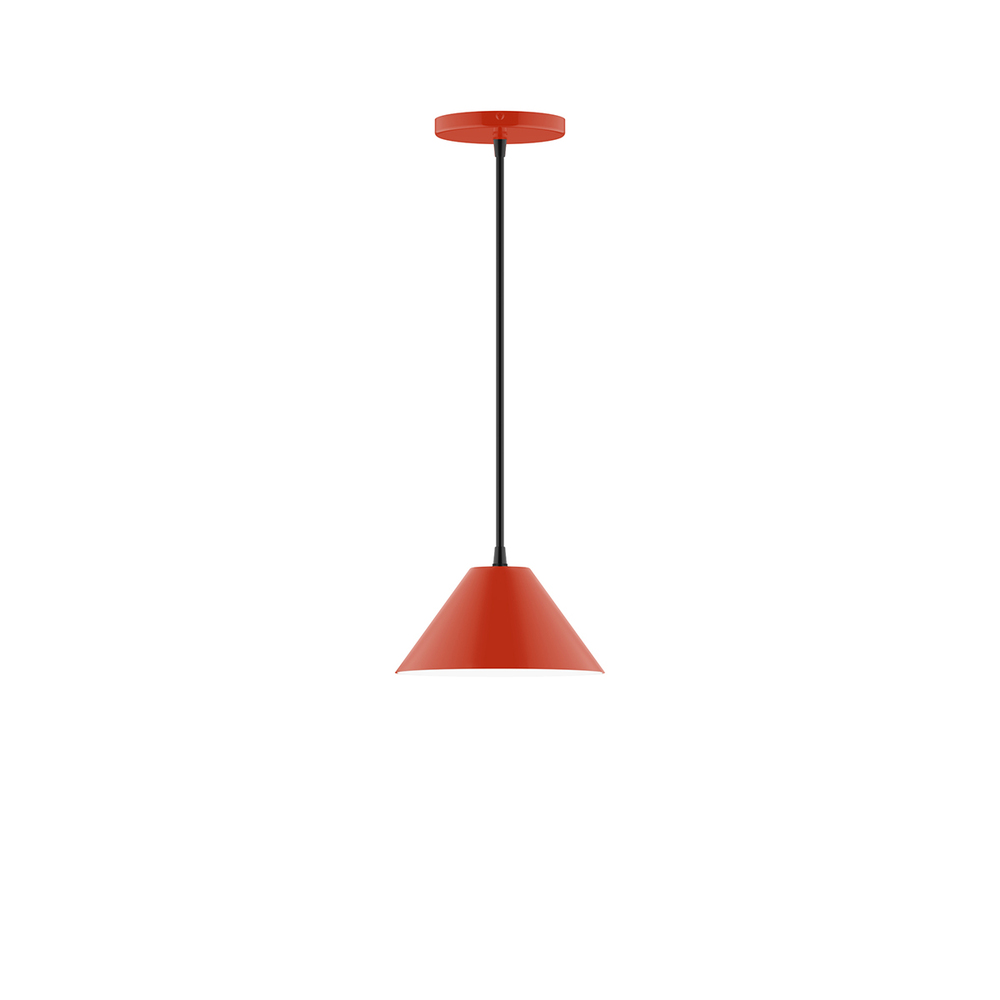 8" Pinnacle Pendant, white cord with canopy, Vermillion