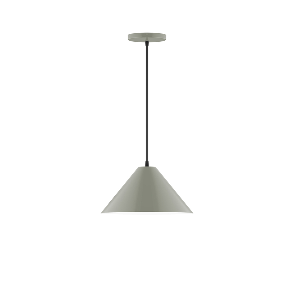 12" Pinnacle Pendant, white cord with canopy, Moss Green