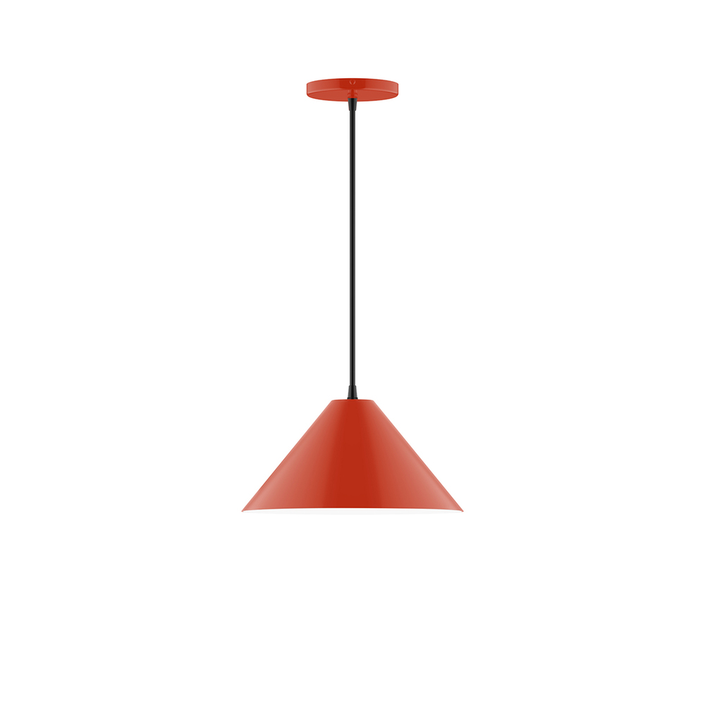 12" Pinnacle Pendant, white cord with canopy, Vermillion