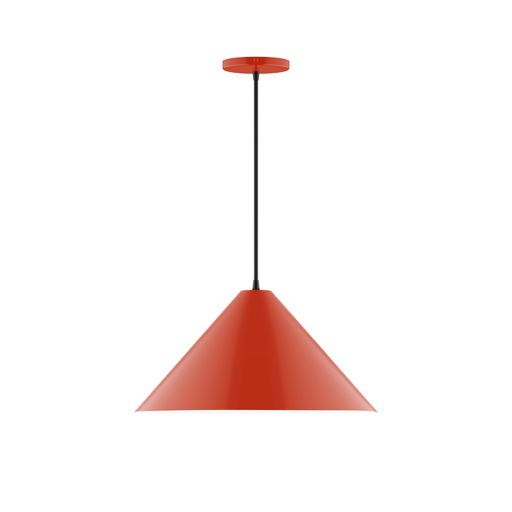 18" Pinnacle Pendant, white cord with canopy, Vermillion