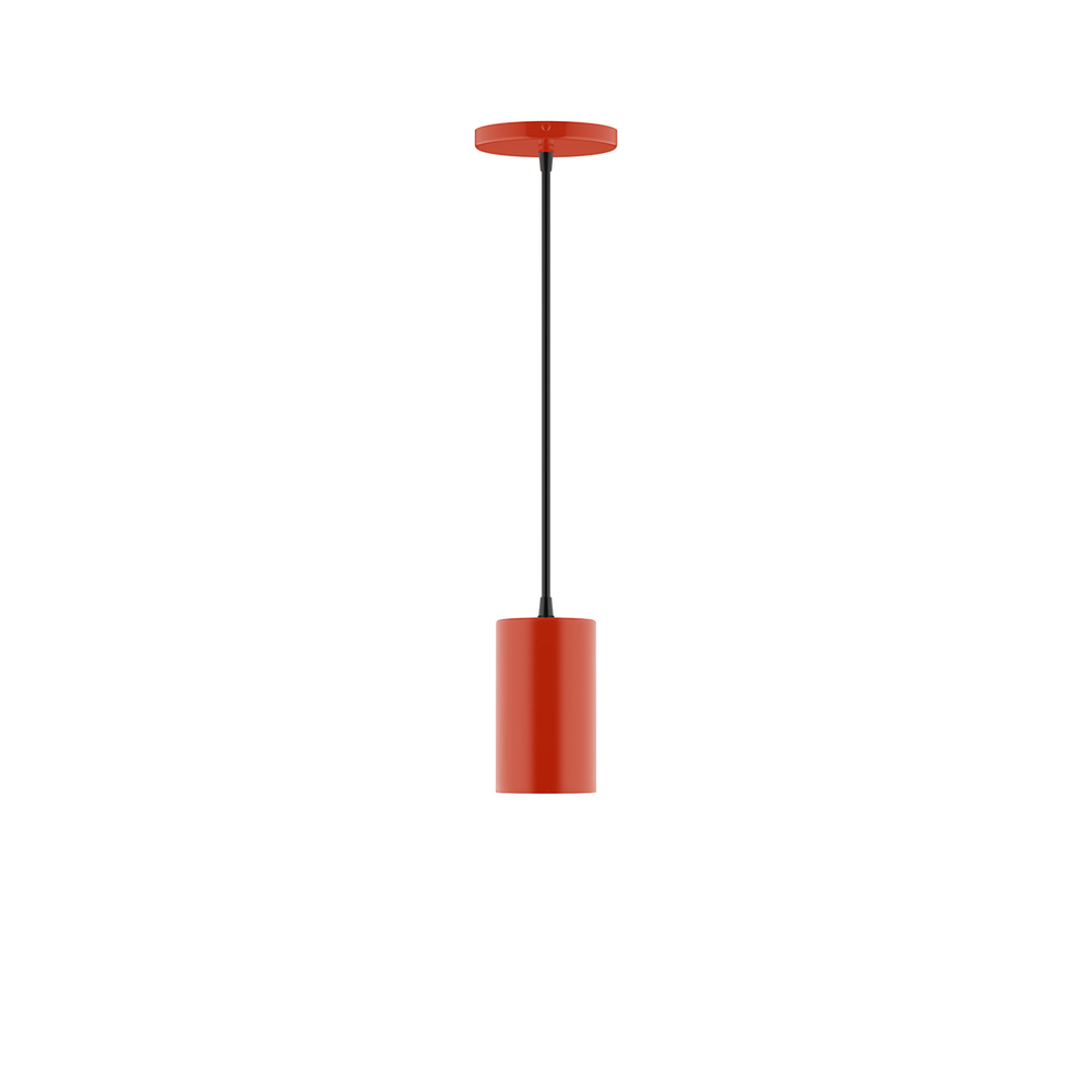 3.5" x 6" Beam Pendant, white cord with canopy, Vermillion