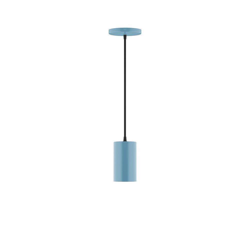 3.5" x 6" Beam Pendant, white cord with canopy, Light Blue