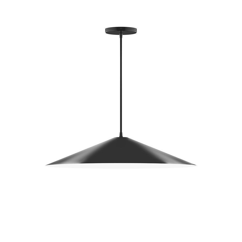 24" Vessel Pendant, white cord with canopy, Black
