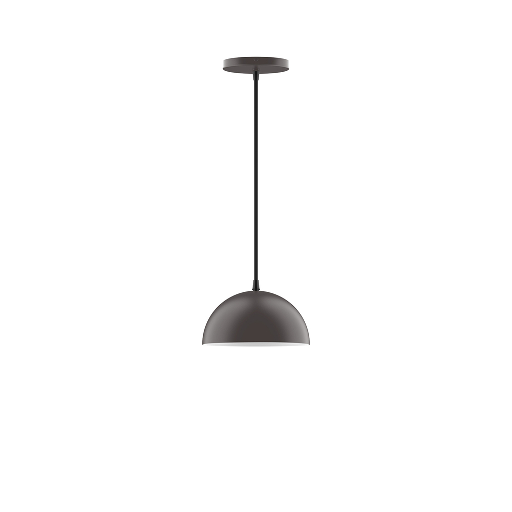 8" Arcade Pendant, white cord with canopy, Bronze Matte