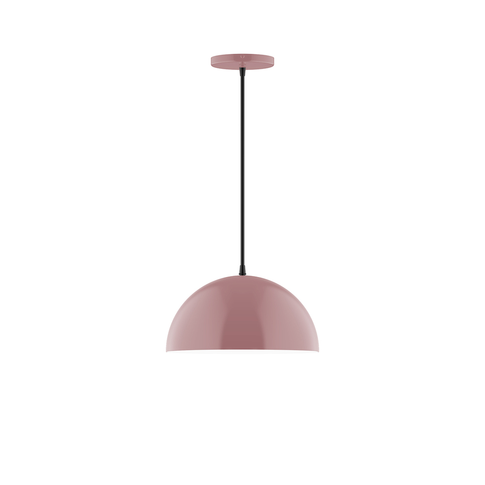 12" Arcade LED Pendant, black fabric cord with canopy, Mauve