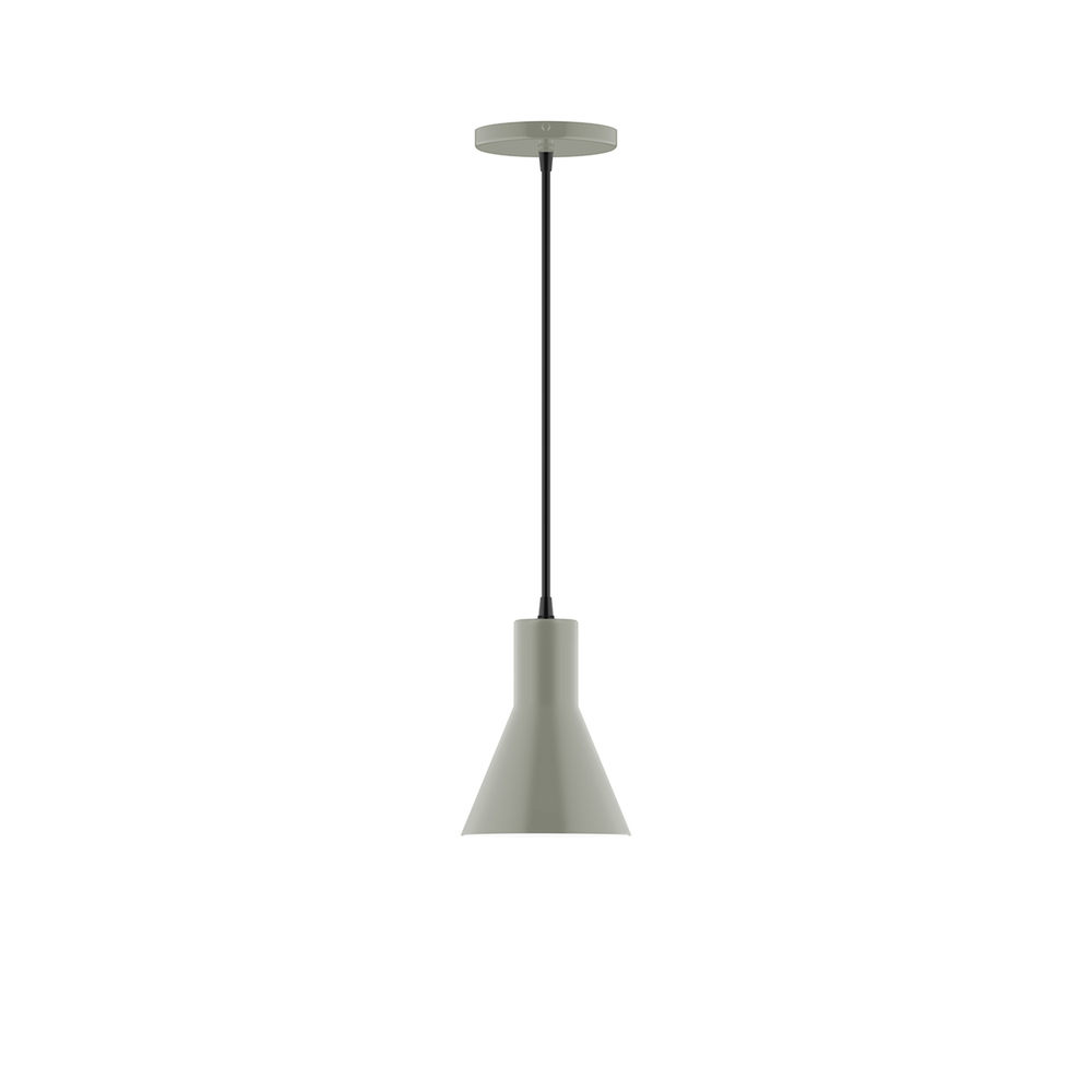 6" Flare Pendant, white cord with canopy, Moss Green