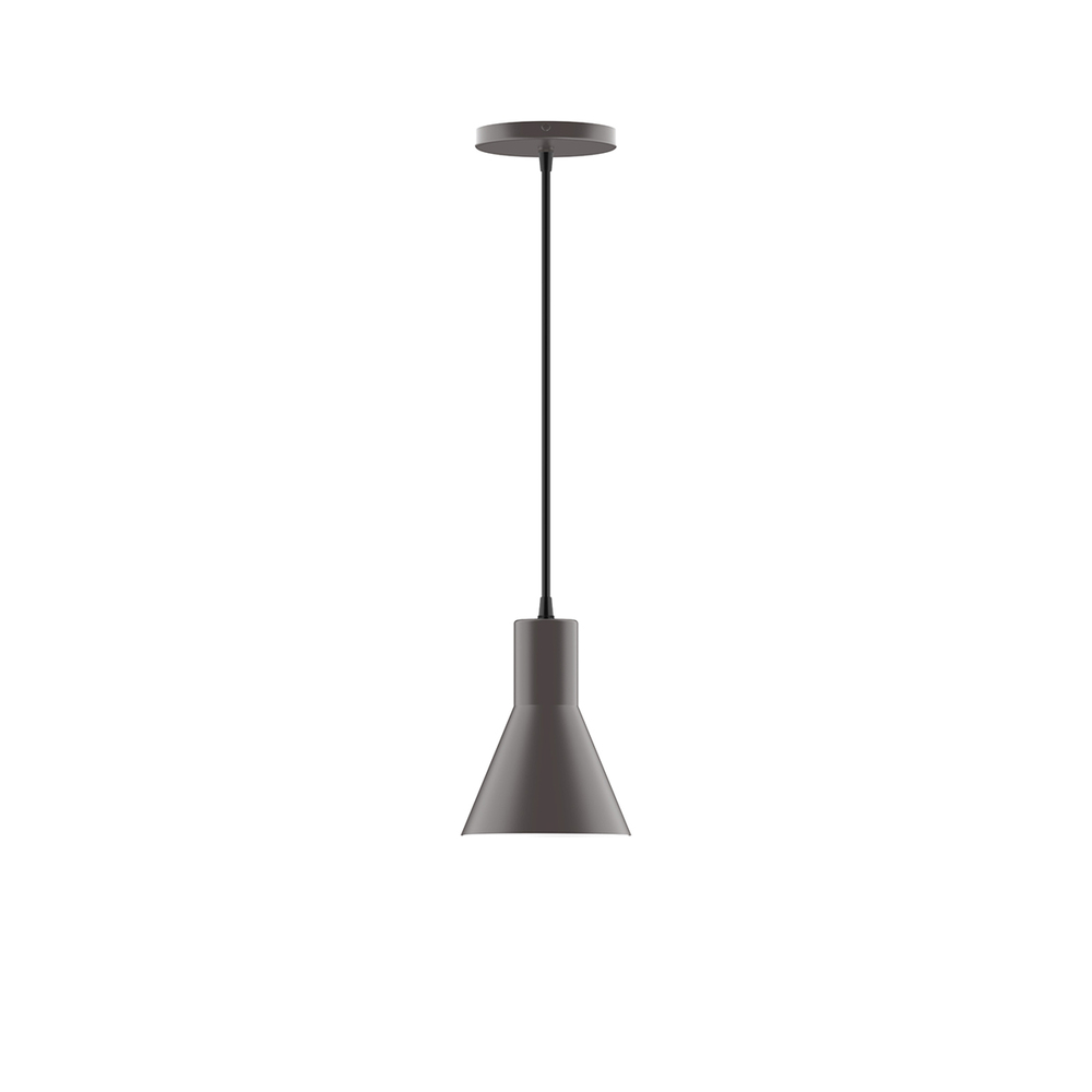6" Flare Pendant, white cord with canopy, Bronze Matte