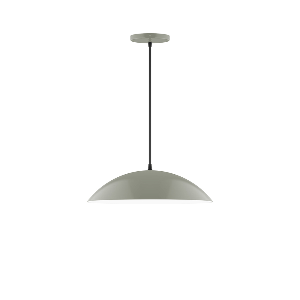 16" Plateau Pendant, white cord with canopy, Moss Green
