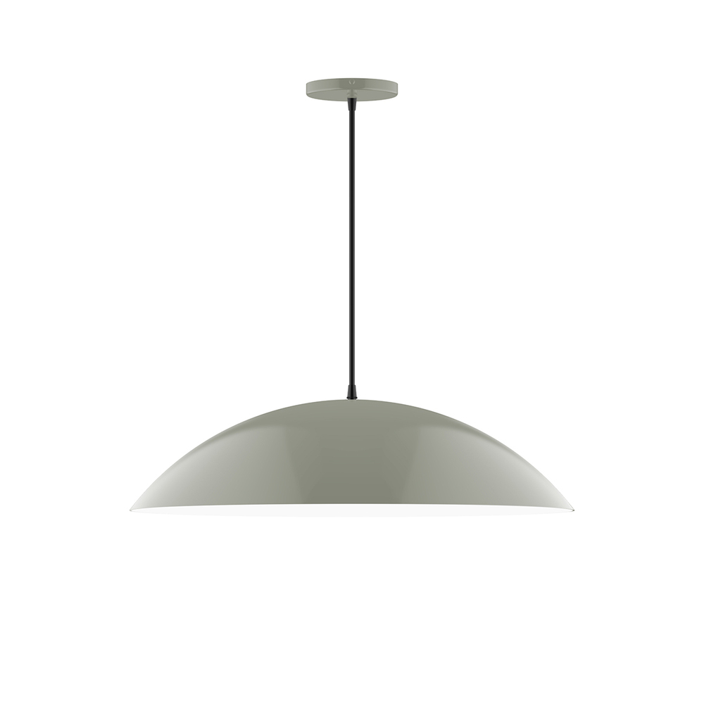 24" Plateau Pendant, white cord with canopy, Moss Green