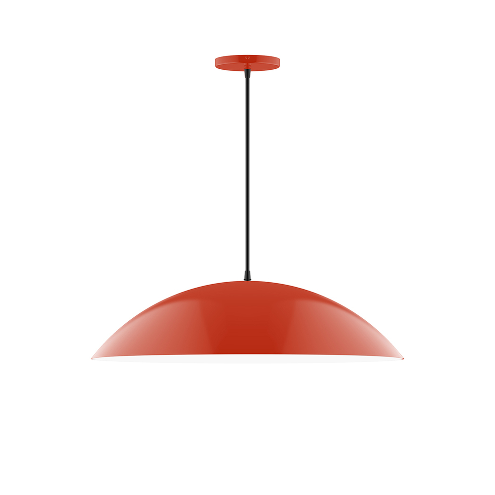 24" Plateau Pendant, white cord with canopy, Vermillion