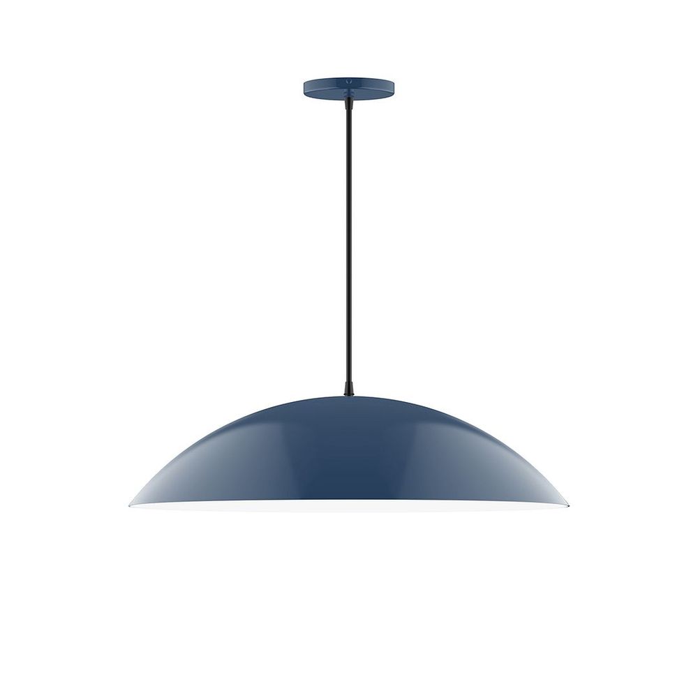 24" Plateau Pendant, white cord with canopy, Navy