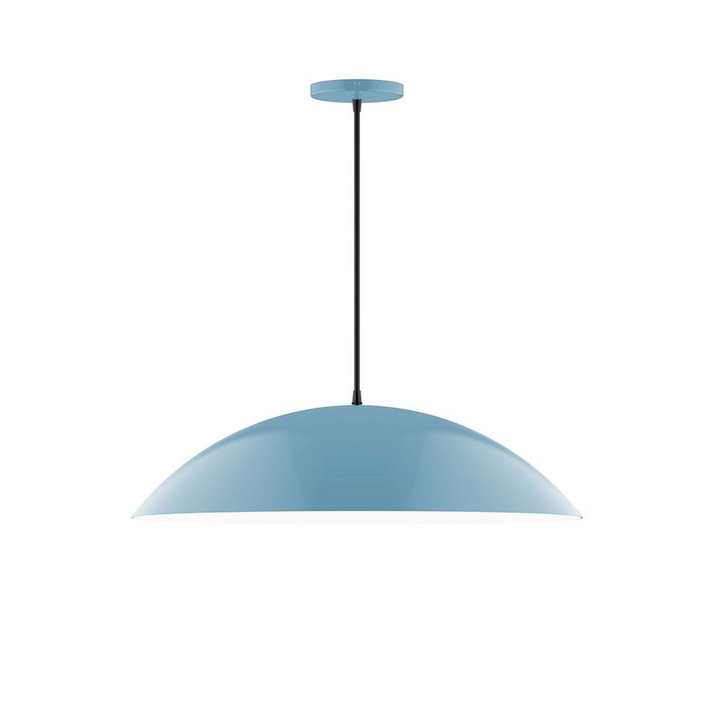 24" Plateau Pendant, white cord with canopy, Light Blue