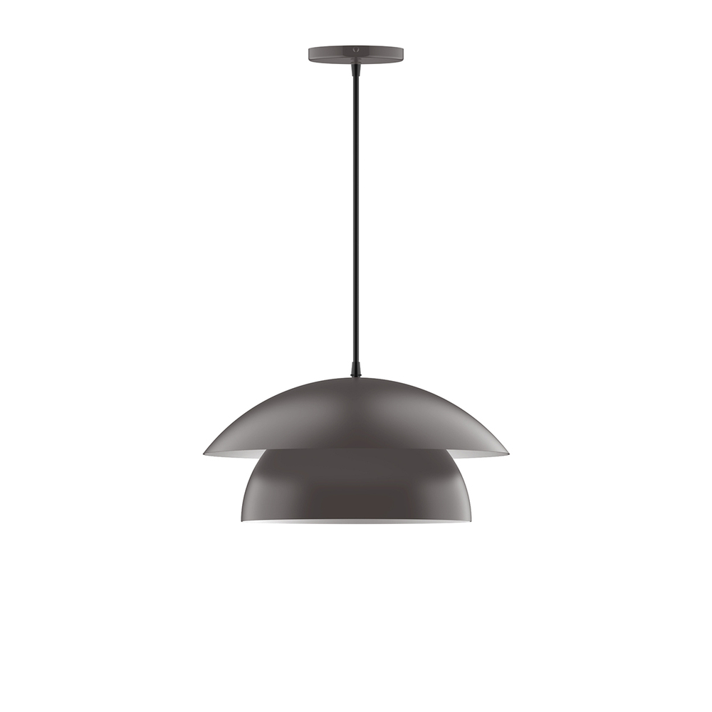 16" Nest Pendant, white cord with canopy, Bronze Matte