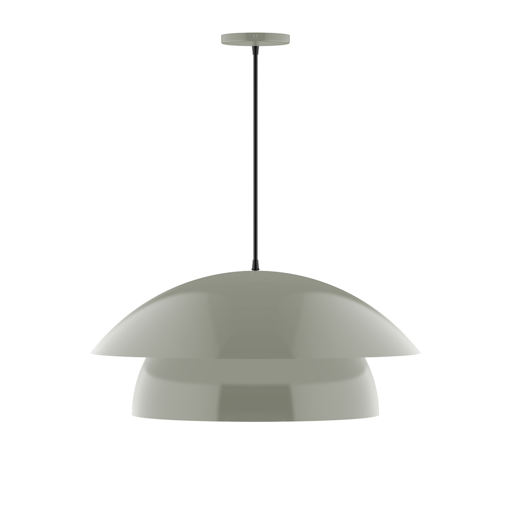 24" Nest Pendant, white cord with canopy, Moss Green