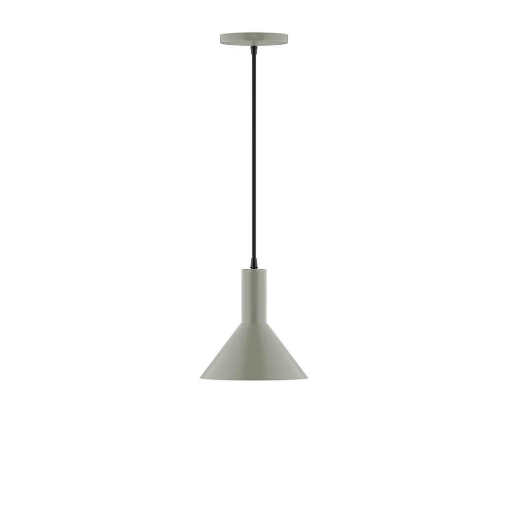 8" Chase Pendant, white cord with canopy, Moss Green